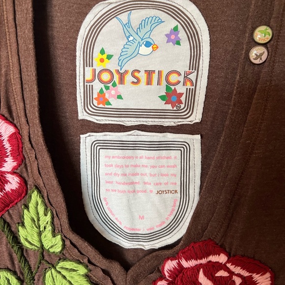 Johnny Was Joystick Brown Floral Embroidered Shirt - Picture 10 of 12